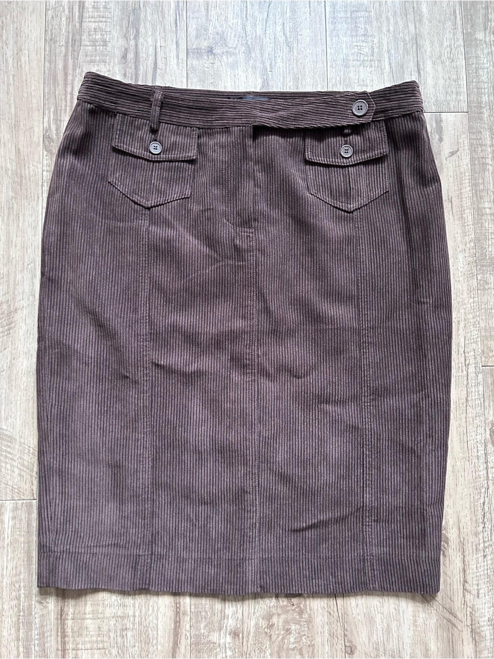 Della Spiga Italy Classic neutral Brown Corduroy Pencil Skirt timeless